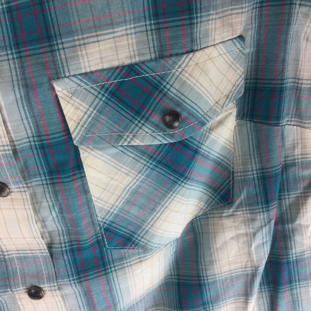 Pendleton Frontier Aqua Multi Plaid Snap Front Sh… - image 7